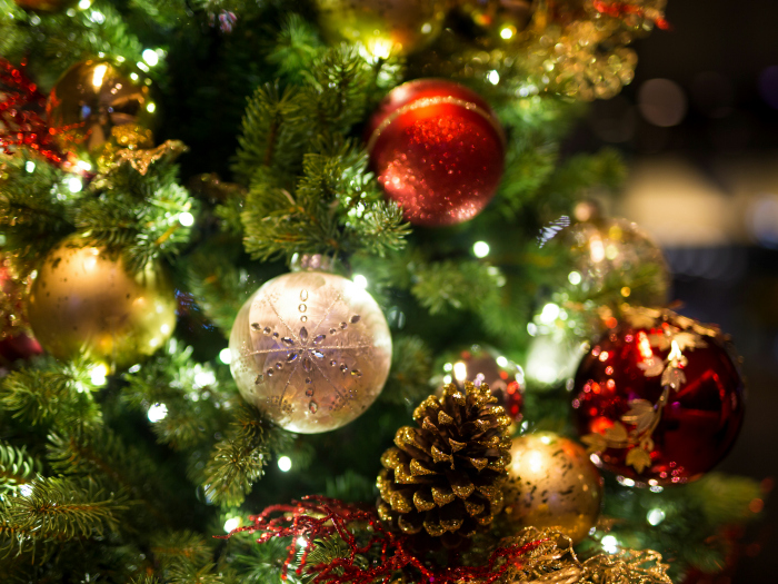 Christmas background with christmass balls - Soft focus