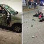 PERGAMINO-Siniestro vial: choque entre un auto y una moto dejó a un joven hospitalizado